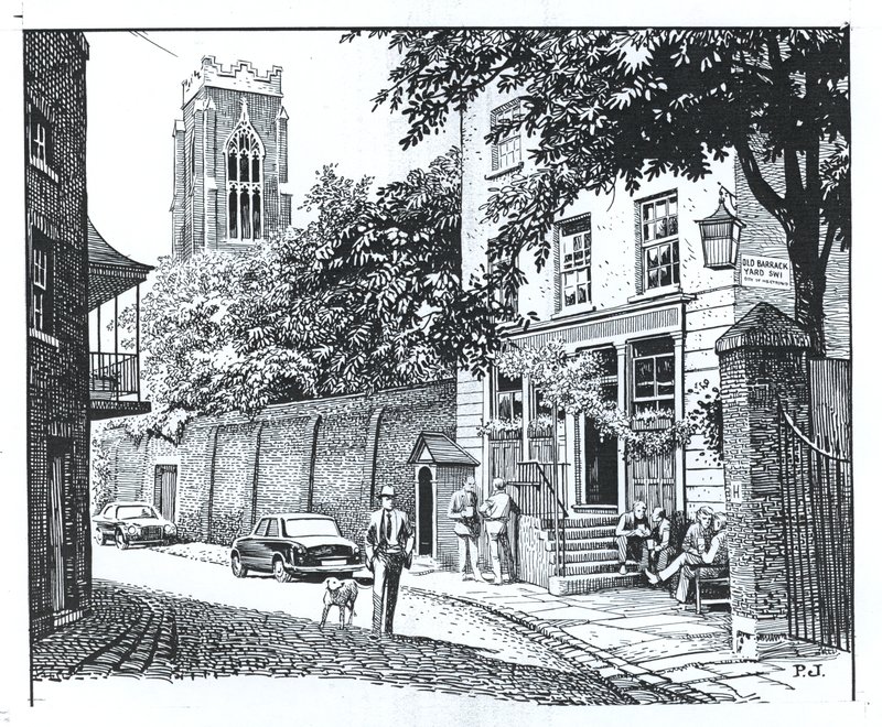Grenadier, Wilton Row, Belgravia (inkoust na papíře) od Peter Jackson
