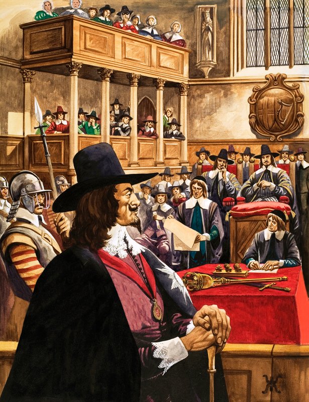 Proces s králem Karlem Prvním ve Westminster Hall od Peter Jackson