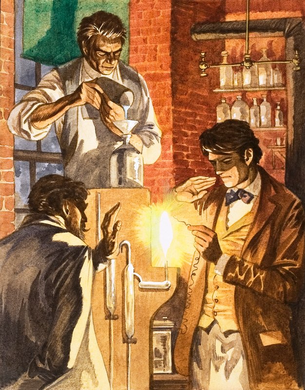 Thomas Edison a Joseph Swan vytvářejí elektrické světlo od Peter Jackson