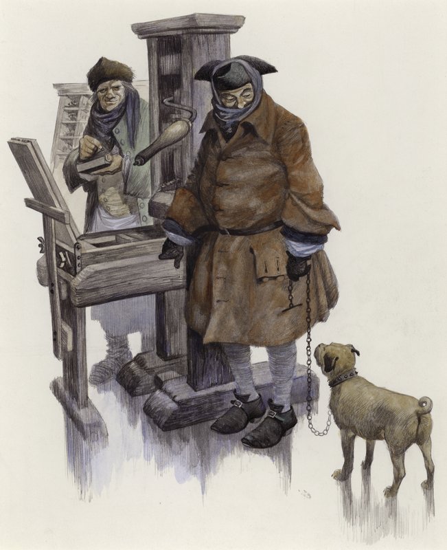 William Hogarth, dne 16. února 1740 na Frost Fair na řece Temži od Peter Jackson