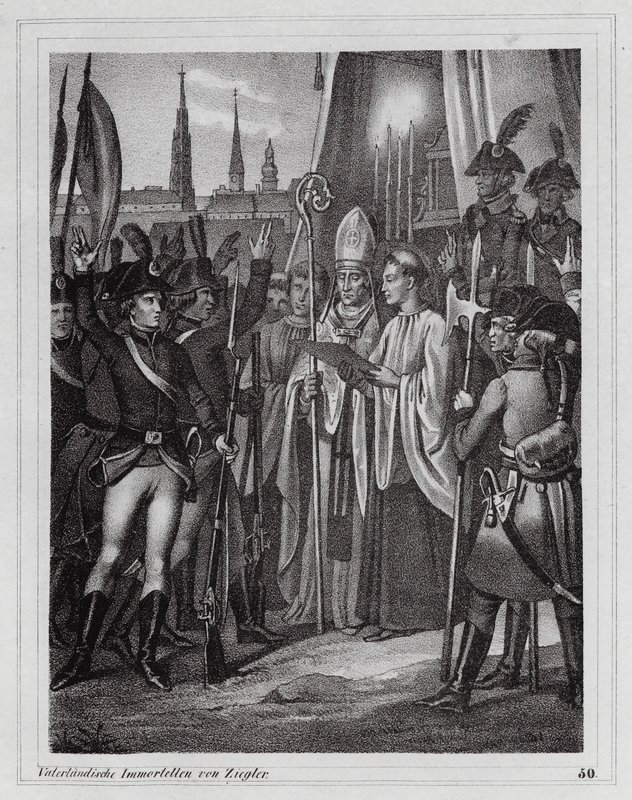 Rakouští vojáci vyrážejí do boje proti Francouzům, Vídeň od Peter Johann Nepomuk Geiger