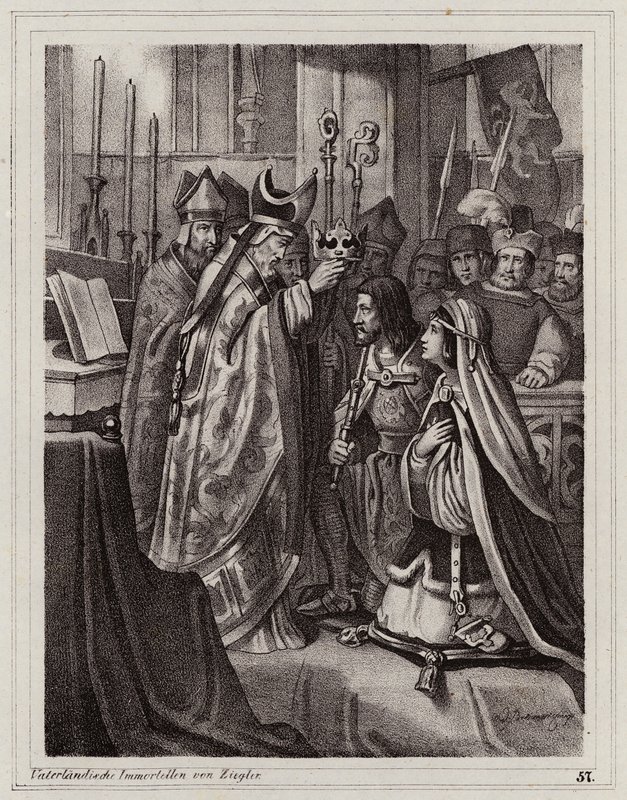 Sňatek Ottokara II. a Kunigundy Slavonské od Peter Johann Nepomuk Geiger