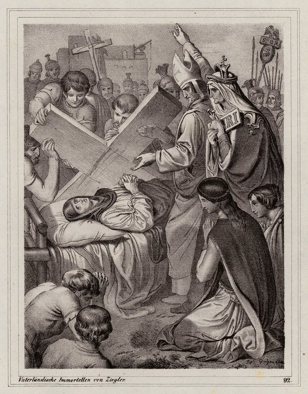 Svatá Helena a objevení pravého kříže, 325 (rytina) od Peter Johann Nepomuk Geiger
