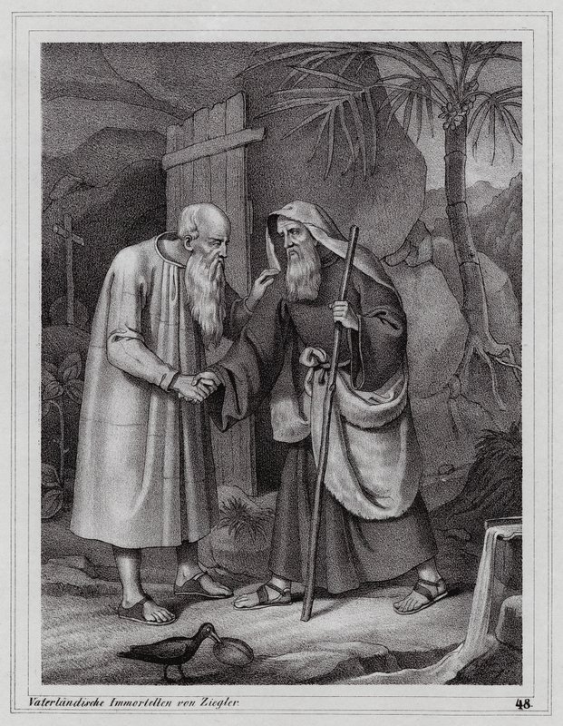 Svatý Pavel z Théb, křesťanský poustevník (rytina) od Peter Johann Nepomuk Geiger