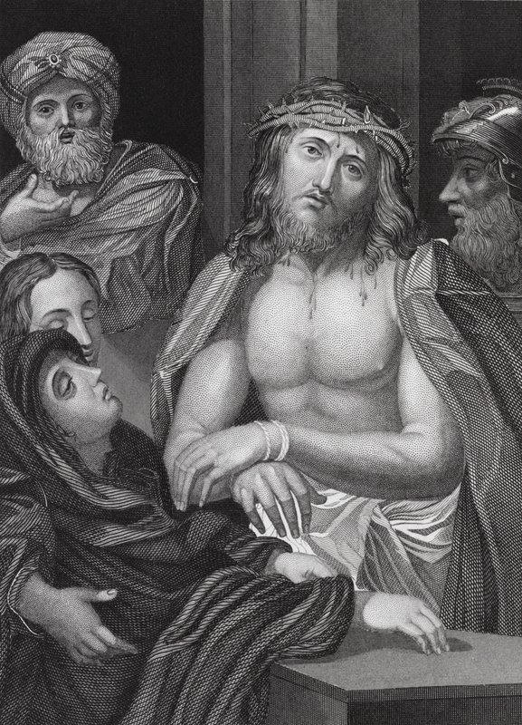 Ecce Homo, Izajáš, kap. 53, v. 5 (rytina) od Peter Paul (after) Rubens