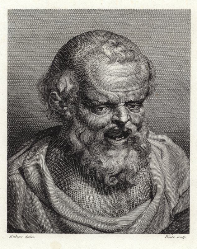 Portrét starověkého řeckého filozofa Démokrita (stipografická rytina) od Peter Paul Rubens