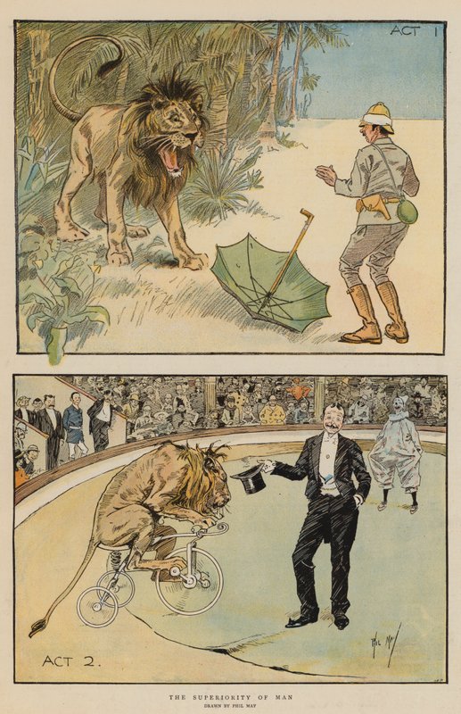 Nadřazenost člověka (chromolitho) od Phil May