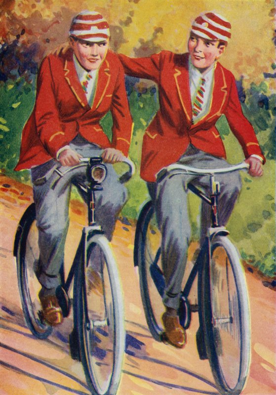 Chlapci ve školní uniformě, jízda na kole (barva litho) od Philibert Louis Debucourt