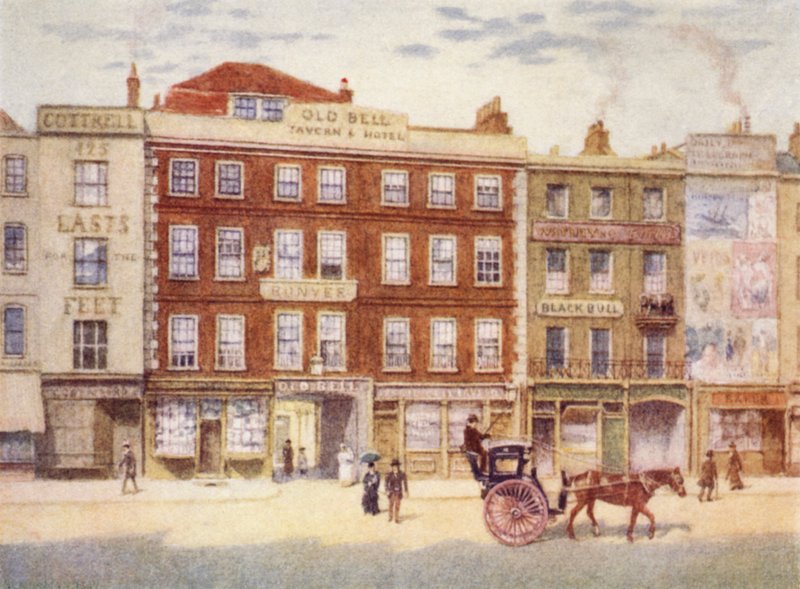 Hostinec Old Bell Inn a Černý býk, z Holbornu, 1897 od Philip Norman