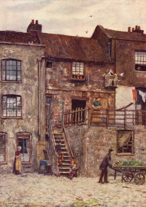 Old Houses, Inner Yard of White Hart Inn, Southwark, 1884 od Philip Norman
