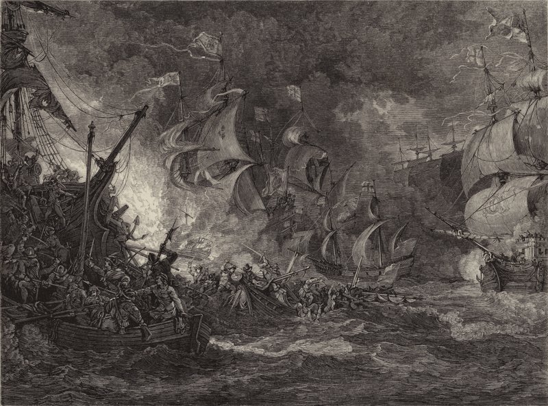 Porážka španělské armády (rytina) od Philippe de (after) Loutherbourg