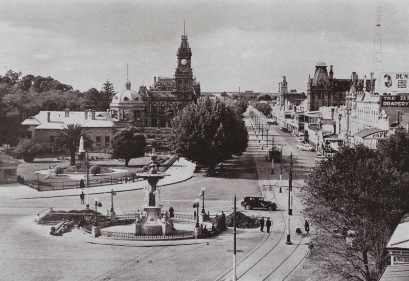 Pohled na Bendigo, Victoria (černobílá fotografie) od Photographer Australian