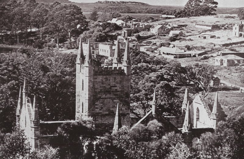 Historický Port Arthur, Tasmánie (černobílá fotografie) od Photographer Australian