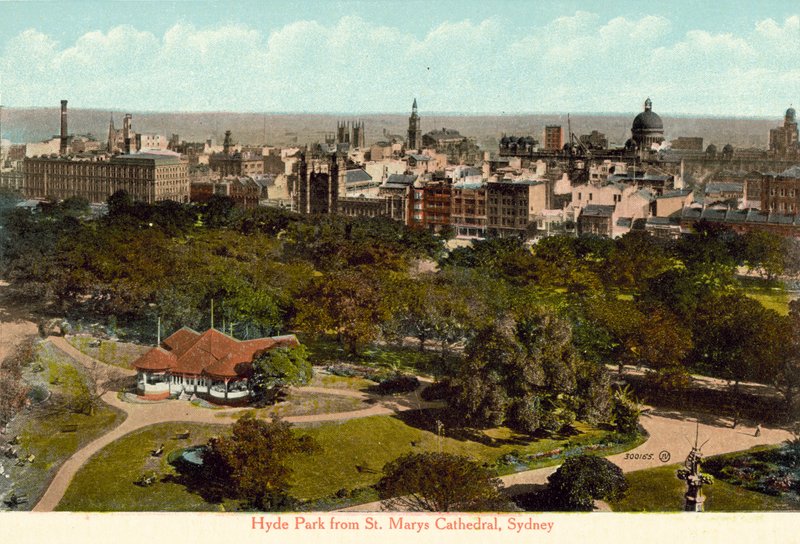 Hyde Park z katedrály St Marys, Sydney (barevná fotografie) od Photographer Australian