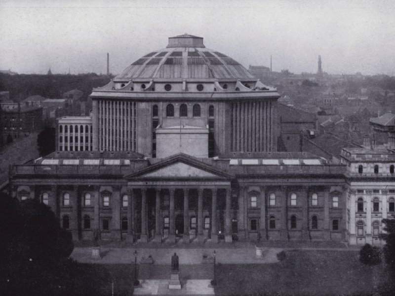 Melbourne: Veřejná knihovna a muzeum, zobrazující největší kopuli na jižní polokouli, knihovna obsahuje 350 000 svazků (černobílá fotografie) od Photographer Australian
