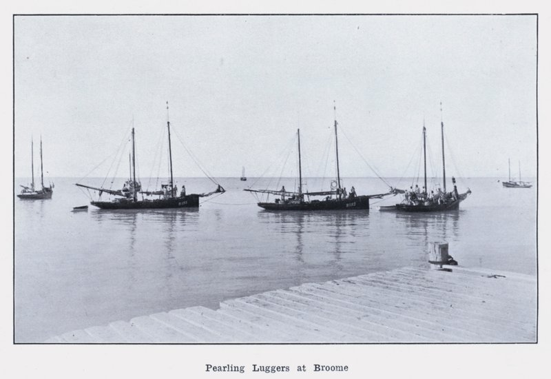 Pearling Luggers v Broome (černobílá fotografie) od Photographer Australian