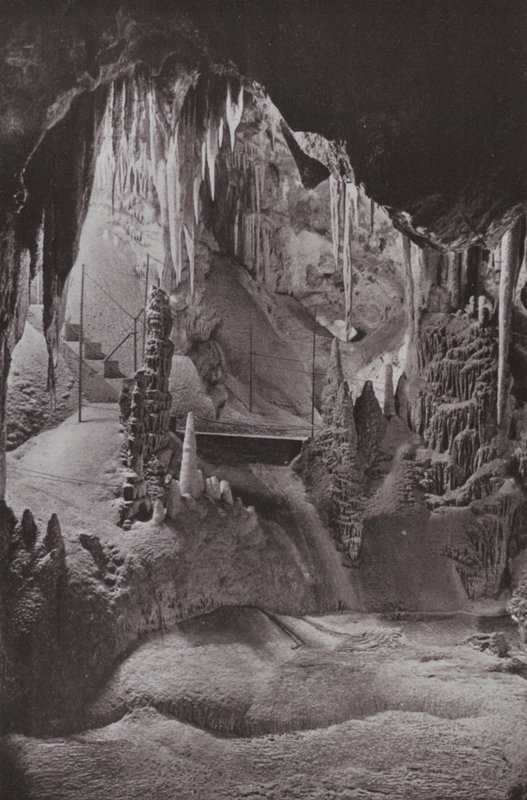 Scéna ve slavných jeskyních Jenolan, Nový Jižní Wales (černobílá fotografie) od Photographer Australian