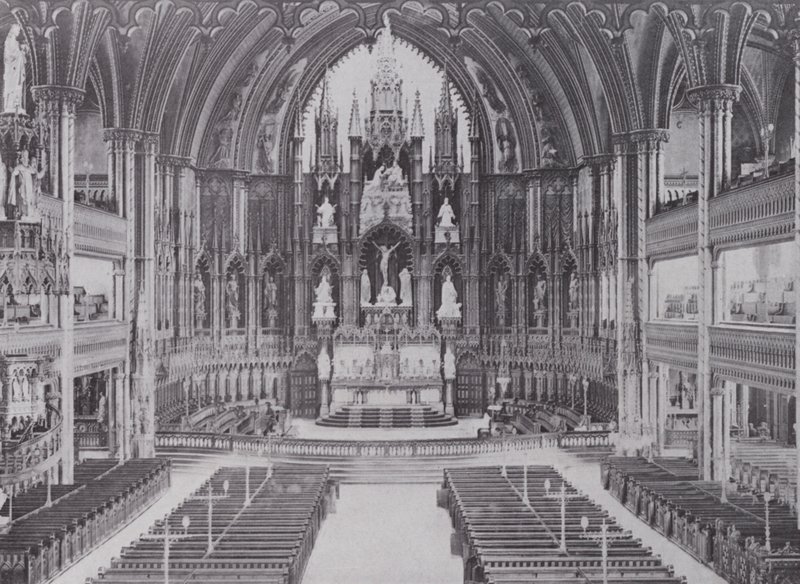 Interiér katedrály Notre Dame, Montreal (černobílá fotografie) od Photographer Canadian