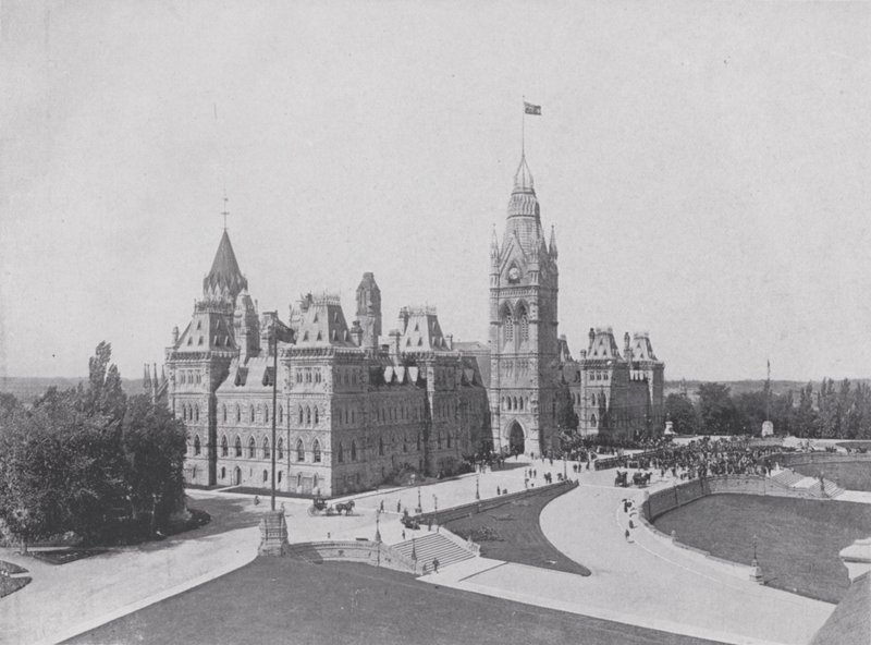 Centrální blok, budovy parlamentu, Ottawa (černobílá fotografie) od Photographer Canadian