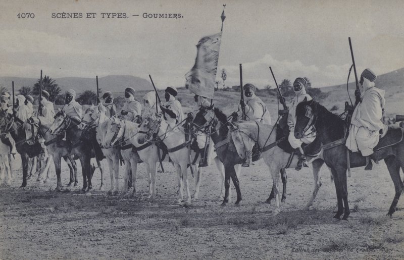 Maročtí Goumiers, muslimští vojáci, kteří sloužili pod francouzskou armádou Afriky (č/b foto) od Photographer French