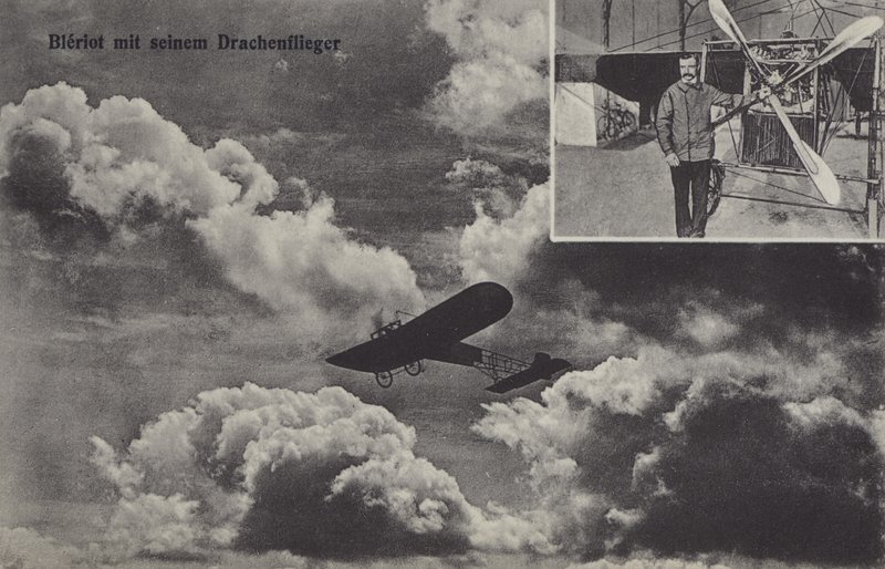 Francouzský letec Louis Bleriot a jeho jednoplošník (č/b foto) od Photographer German