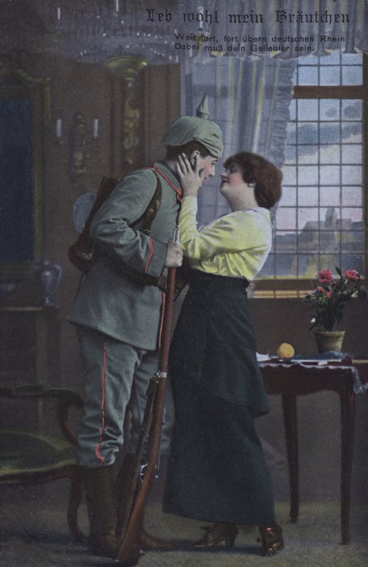 Německý voják se loučí se svou ženou před odchodem do války (barevné foto) od Photographer German