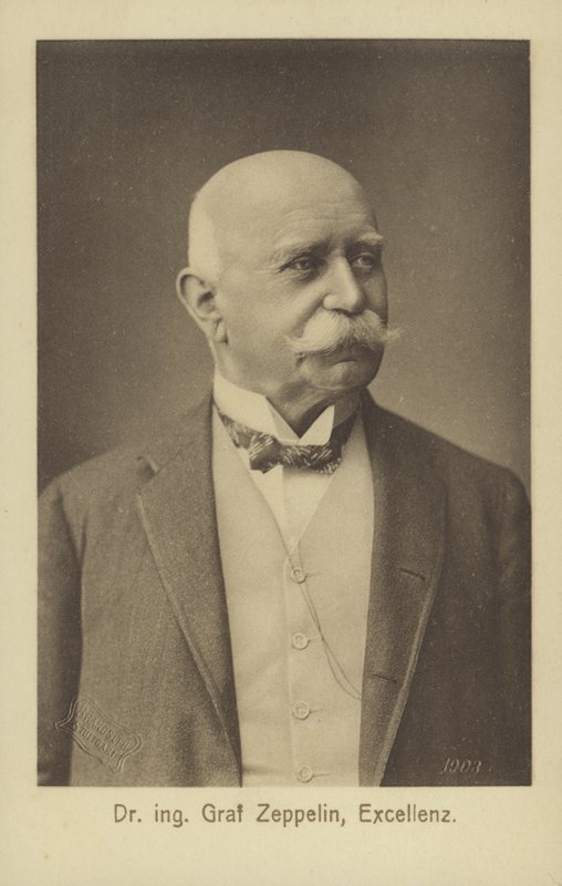 Graf Ferdinand von Zeppelin, německý konstruktér a konstruktér vzducholodí (černobílá fotografie) od Photographer German