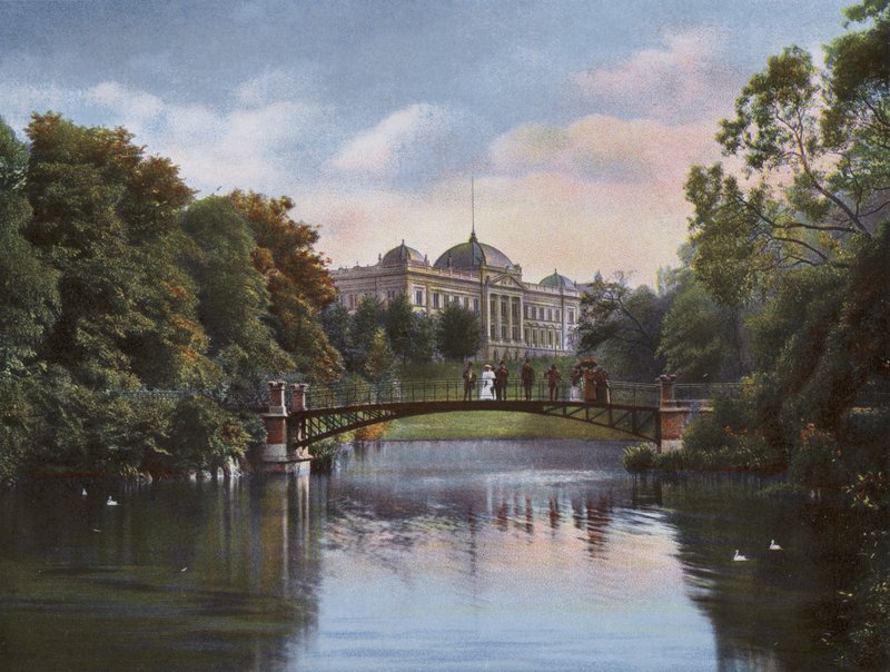 Hamburk: Botanická zahrada s budovou celní správy (foto) od Photographer German