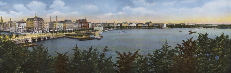 Hamburk: Panorama ze starého a nového Jungfernstieg (foto) od Photographer German