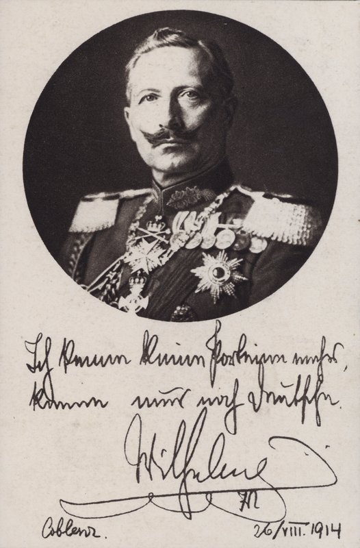 Německý císař Vilém II, propagandistická pohlednice z první světové války (černobílá fotografie) od Photographer German