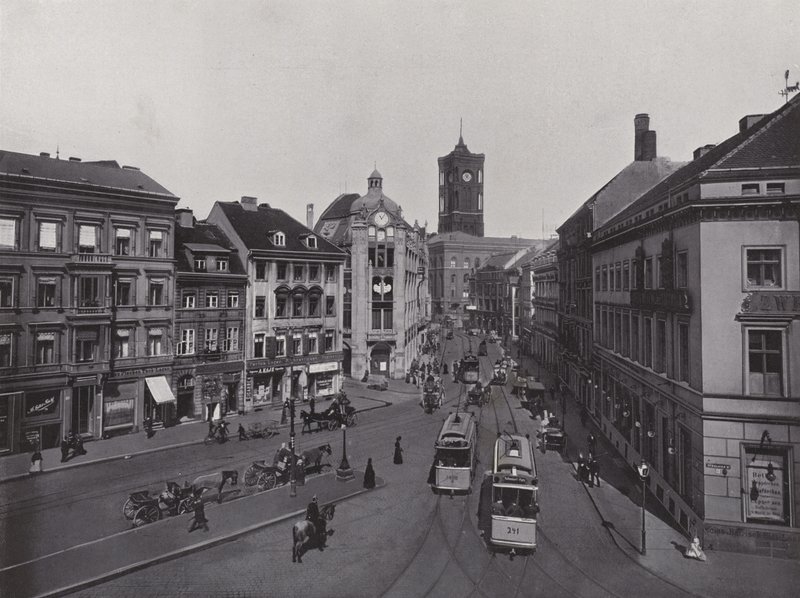 Molkenmarkt, Spandauer Strasse a radnice (č/b foto) od Photographer German
