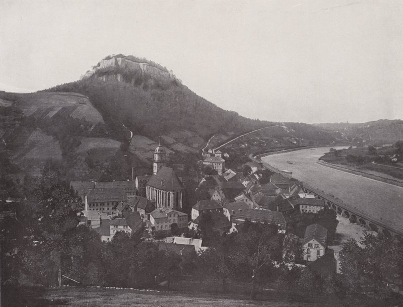 Město a pevnost Konigstein (černobílá fotografie) od Photographer German