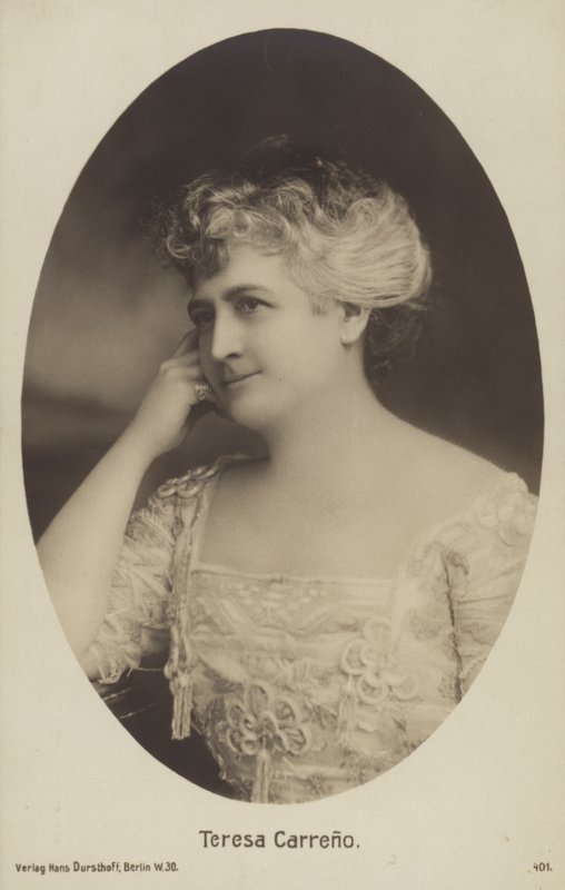 Teresa Carreno, venezuelská pianistka, zpěvačka, skladatelka a dirigentka (č/b foto) od Photographer German