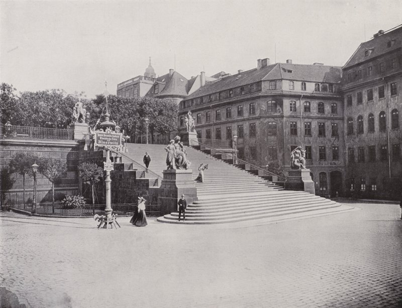 Schody Brühlsche Terrasse (černobílé foto) od Photographer German