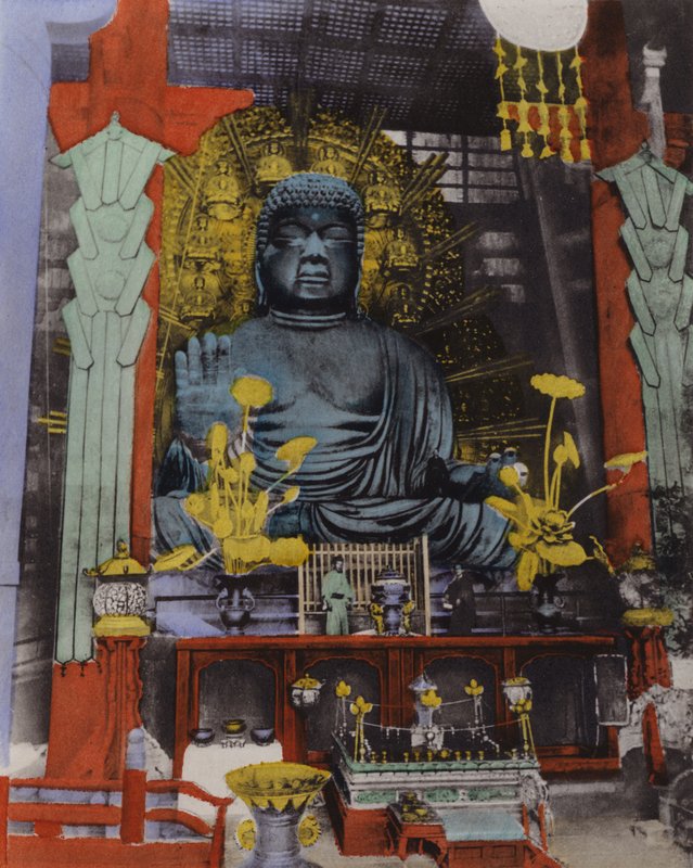 Japonsko, kolem roku 1912: Největší daibutsu v Japonsku pochází z roku 749 a jeho výška je 53 1/2 stopy a obličej je dlouhý 16 stop v Nara (foto) od Photographer Japanese