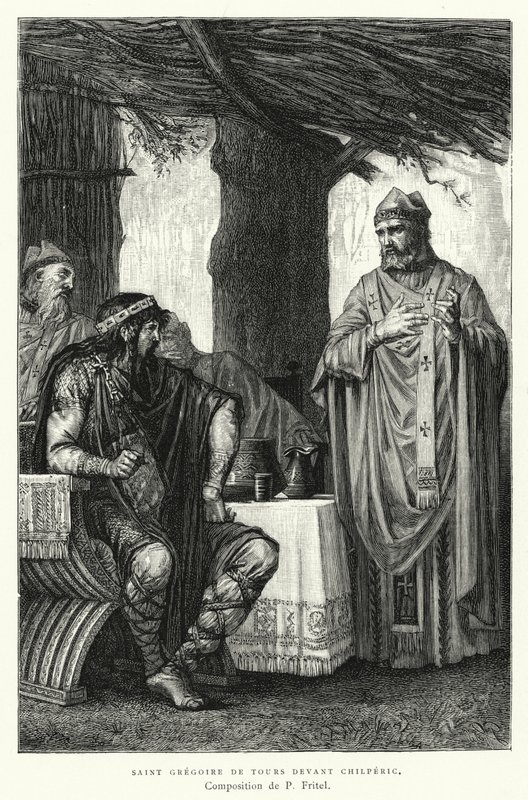 Saint Gregory Of Tours Before Chilperic (rytina) od Pierre Fritel