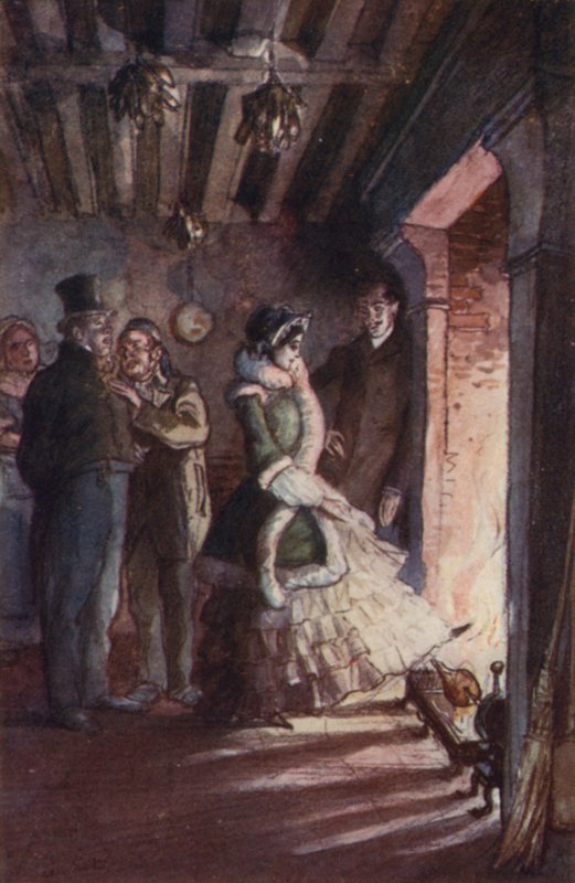 Madame Bovaryová, která odešla do kuchyně, šla nahoru ke krbu (barva litho) od Pierre Georges Jeanniot