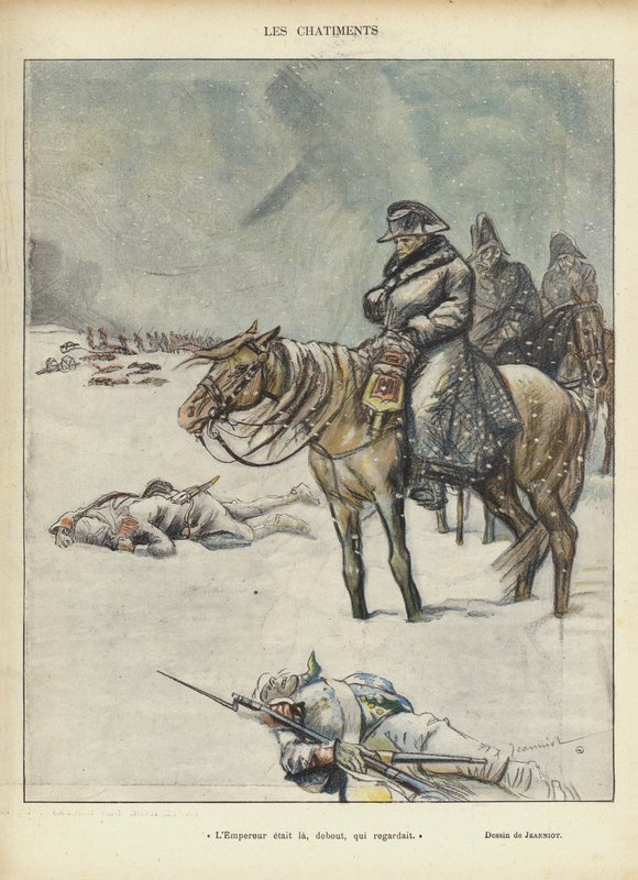 Napoleon na ústupu z Moskvy, ilustrace pro Le Rire od Pierre Georges Jeanniot