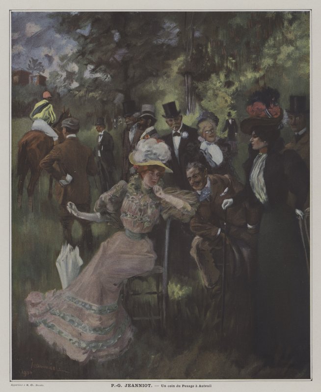 Un Coin du Weighing v Auteuil od Pierre Georges Jeanniot