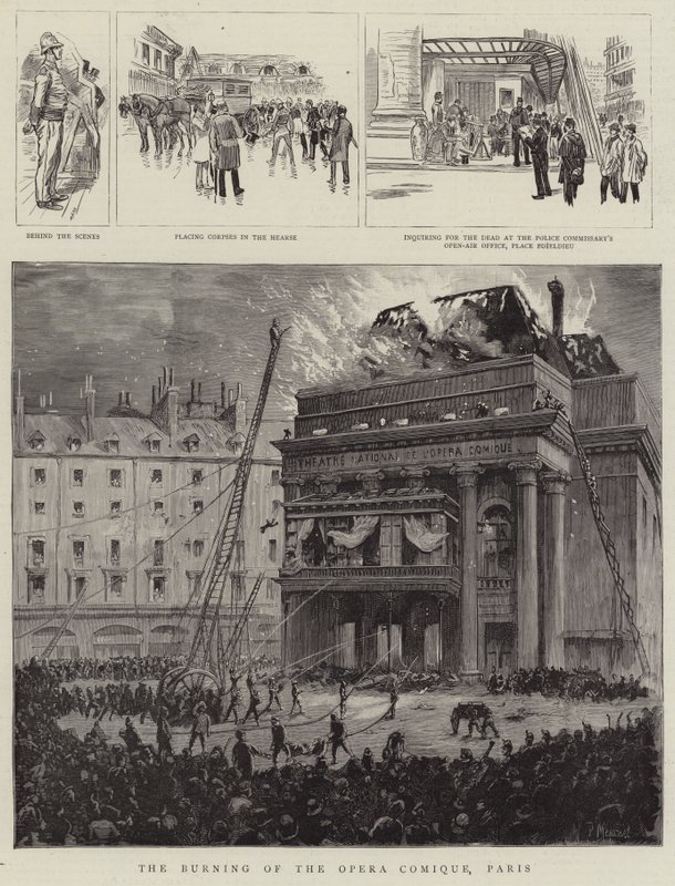 Hořící Opera Comique, Paříž od Pierre Mejanel