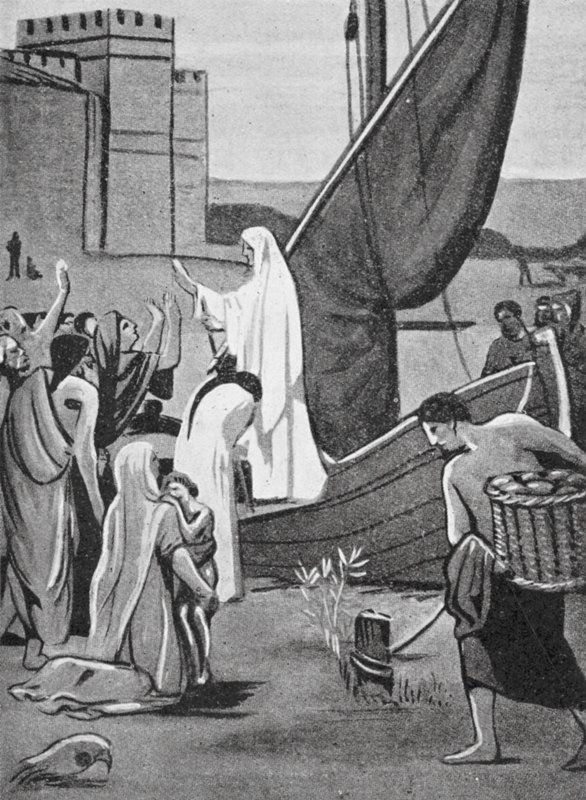 Svatá Genevieve přináší zásoby do Paříže (litografie) od Pierre Puvis de Chavannes