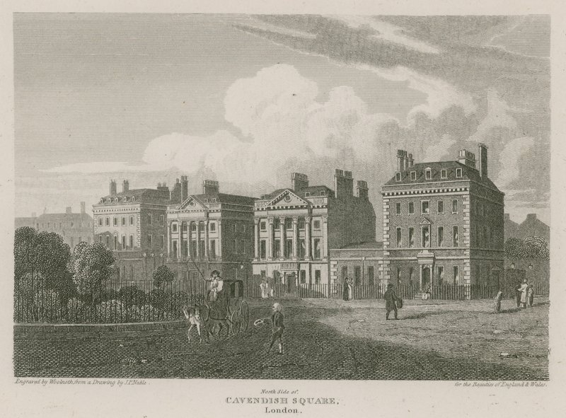 Severní strana Cavendish Square, Londýn od Pieter Jansz. Quast
