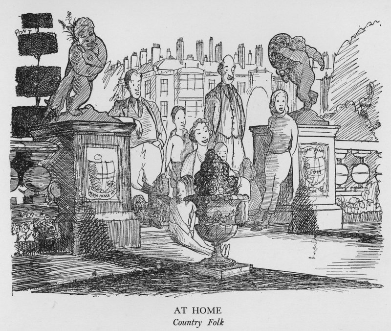 Doma, country folk (litho) od Pont