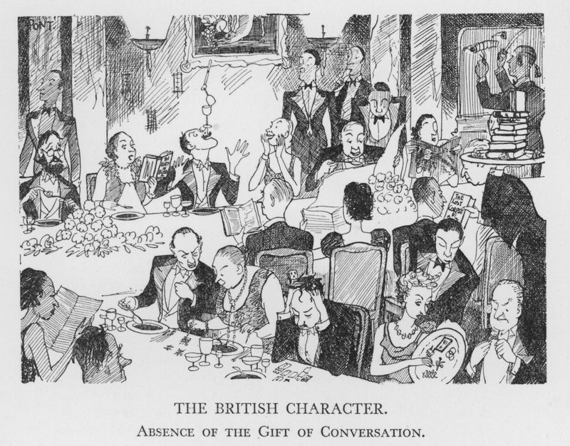 Britská postava, absence daru konverzace (litho) od Pont