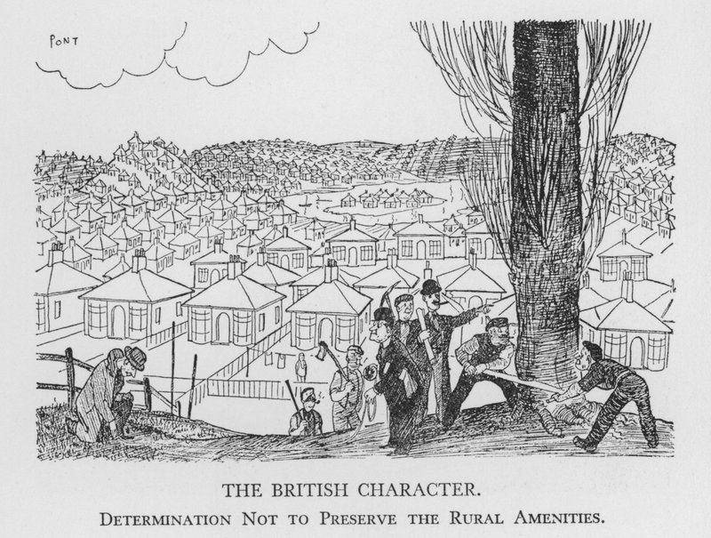 Britský charakter, odhodlání nezachovat venkovské vybavení (litho) od Pont