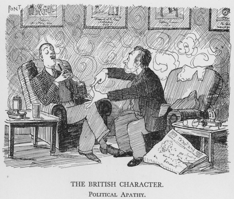 Britský charakter, politická apatie (litho) od Pont