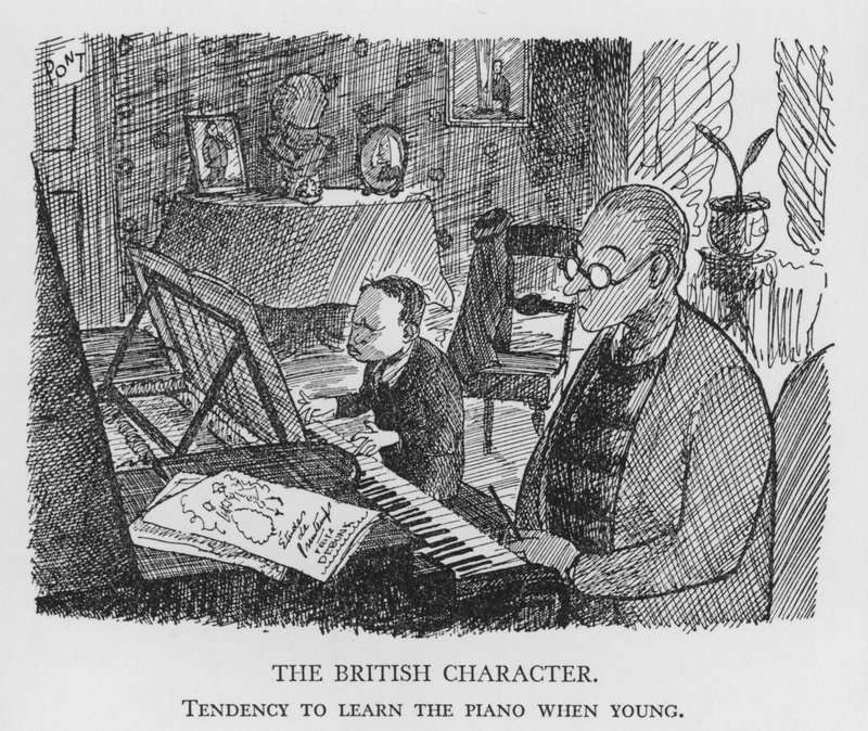 Britský charakter, tendence učit se v mládí hrát na klavír (litho) od Pont