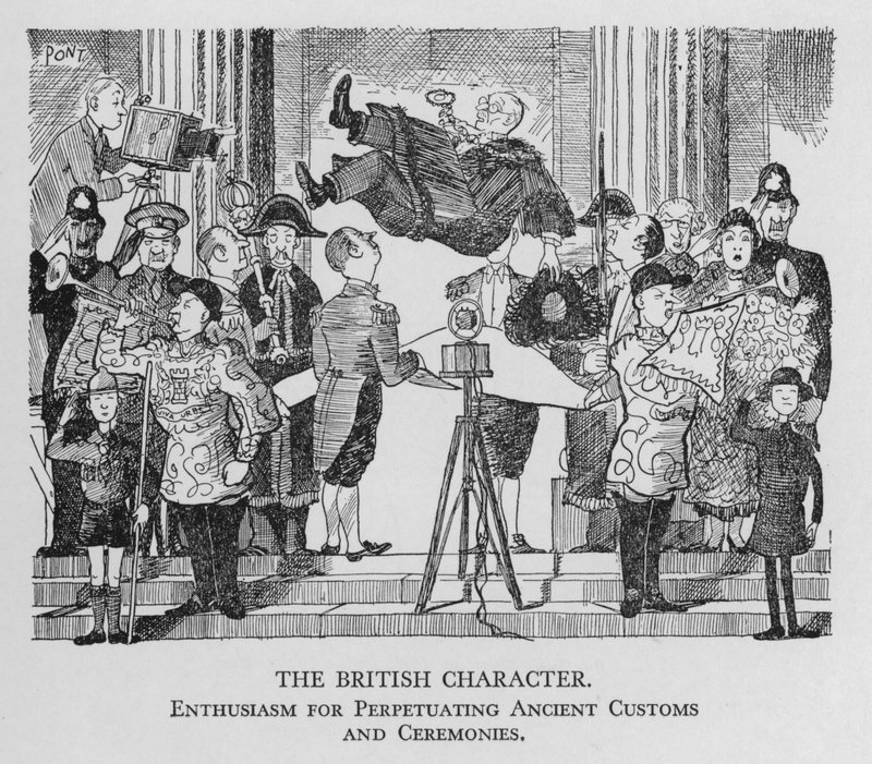 Britský charakter; nadšení pro udržování starých zvyků a obřadů (litho) od Pont