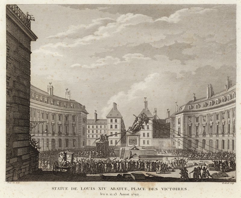 Statue of Louis XIV sundán v Place des Victoires od Prieur