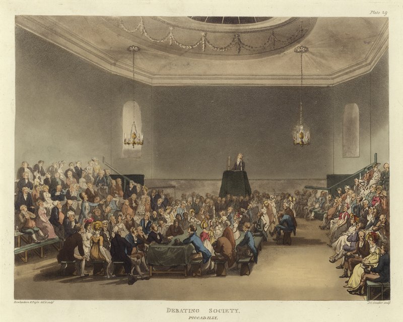 Debatní kroužek od Pugin and Rowlandson
